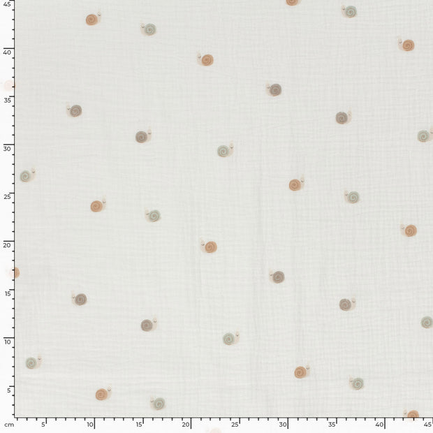 Muslin fabric Snails Off White