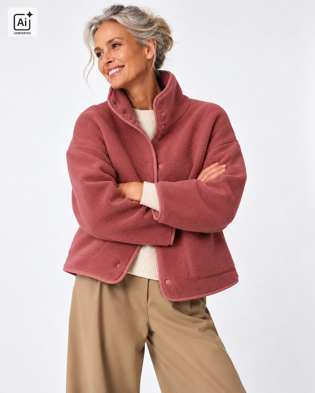 Fleece fabrik Melange Altrosa