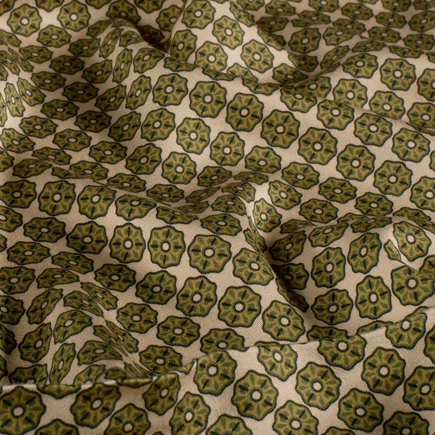 Viscose Satin fabric Abstract Khaki Green