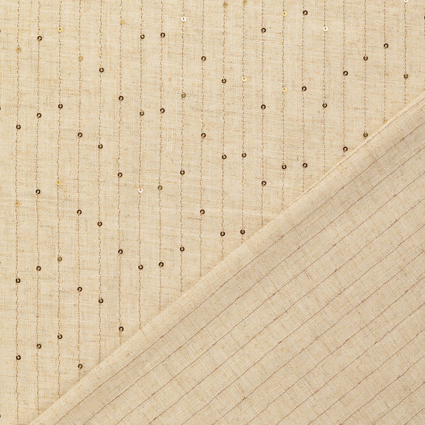 Geweven Viscose Linnen stof Nude Pailletten 