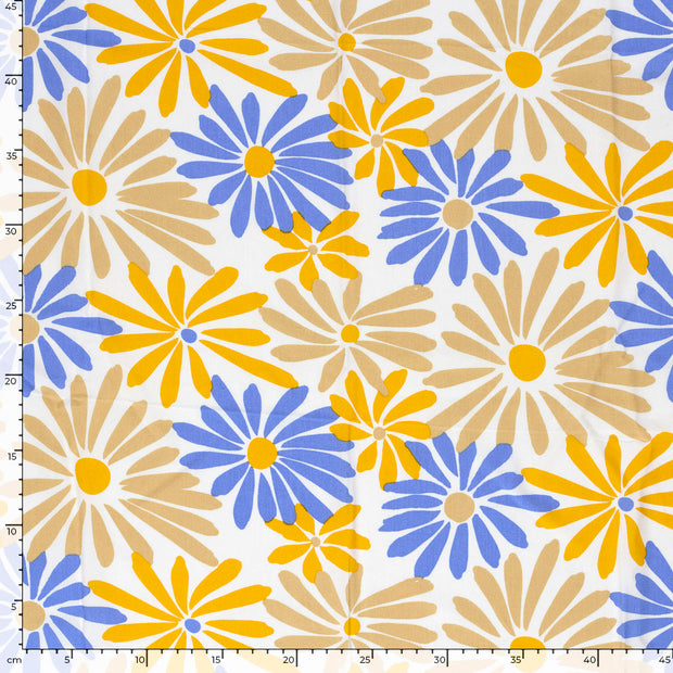 Bamboo Poplin fabric Flowers Yellow