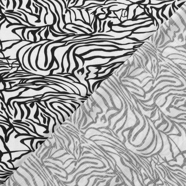 Geweven Viscose Linnen stof Zebra's bedrukt 