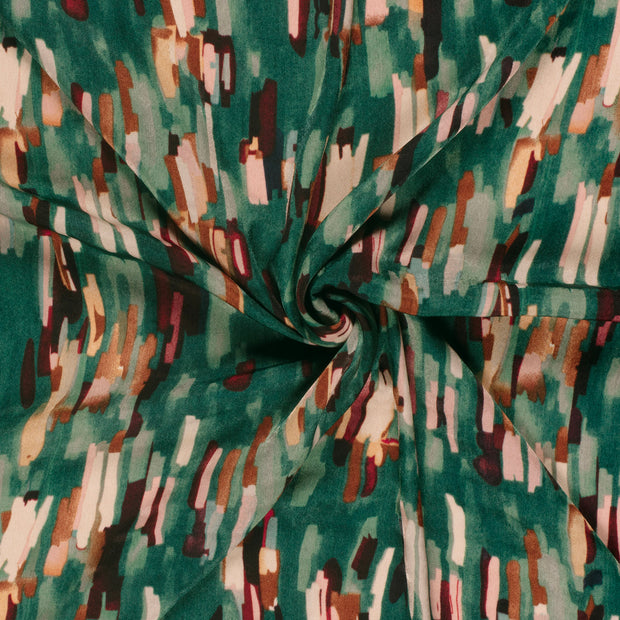Satin Velvet tela Verde oscuro estampado 