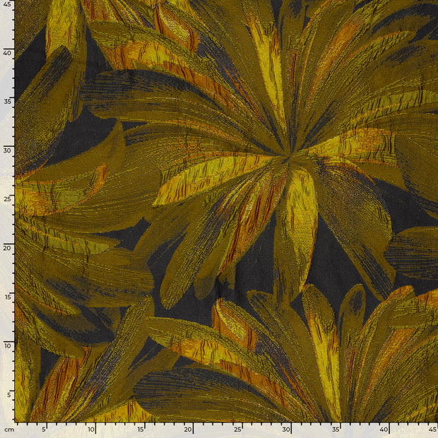 Jacquard stof Bloemen Oker