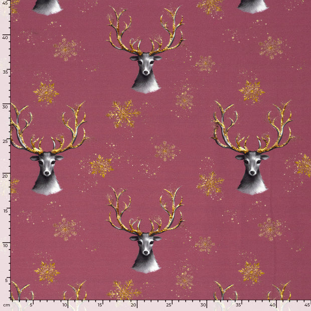 French Terry fabric Deer Old Pink