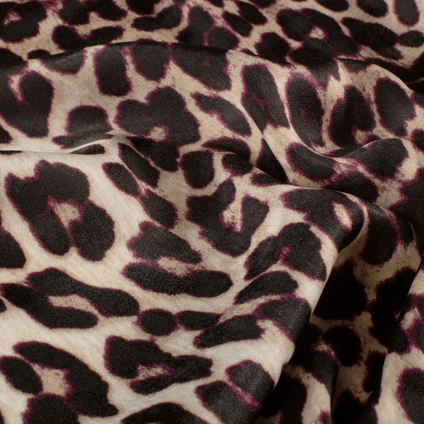Satin Velvet fabric Leopards Beige