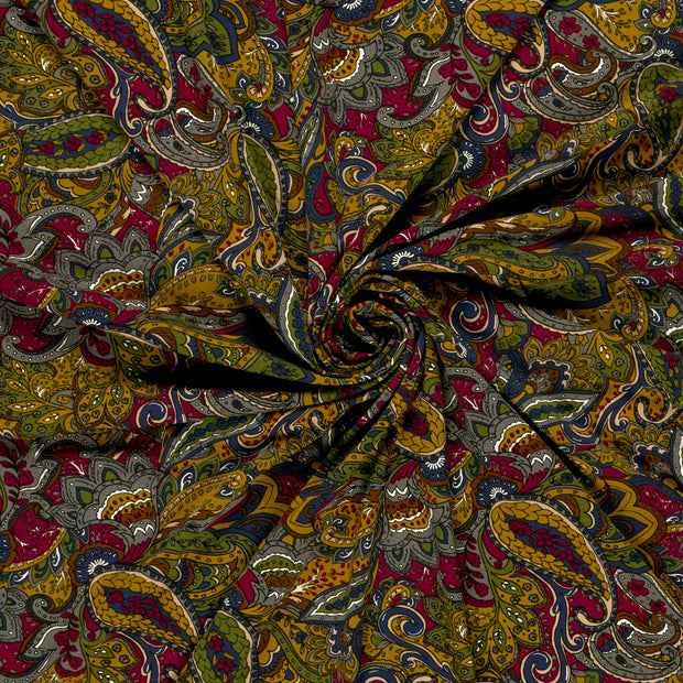 Viscose Vortex Jerséis tela Burdeos estampado 