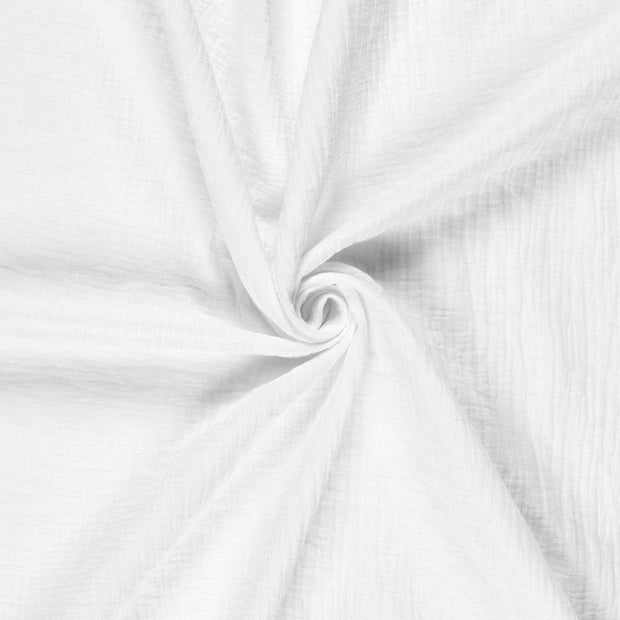 Coton Lin en Chaine et Trame tissu Blanc optique brodé 