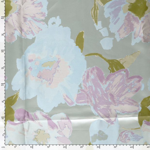 Jacquard fabric Flowers Baby Blue
