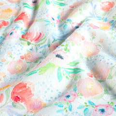 digital printed Flowers Coral