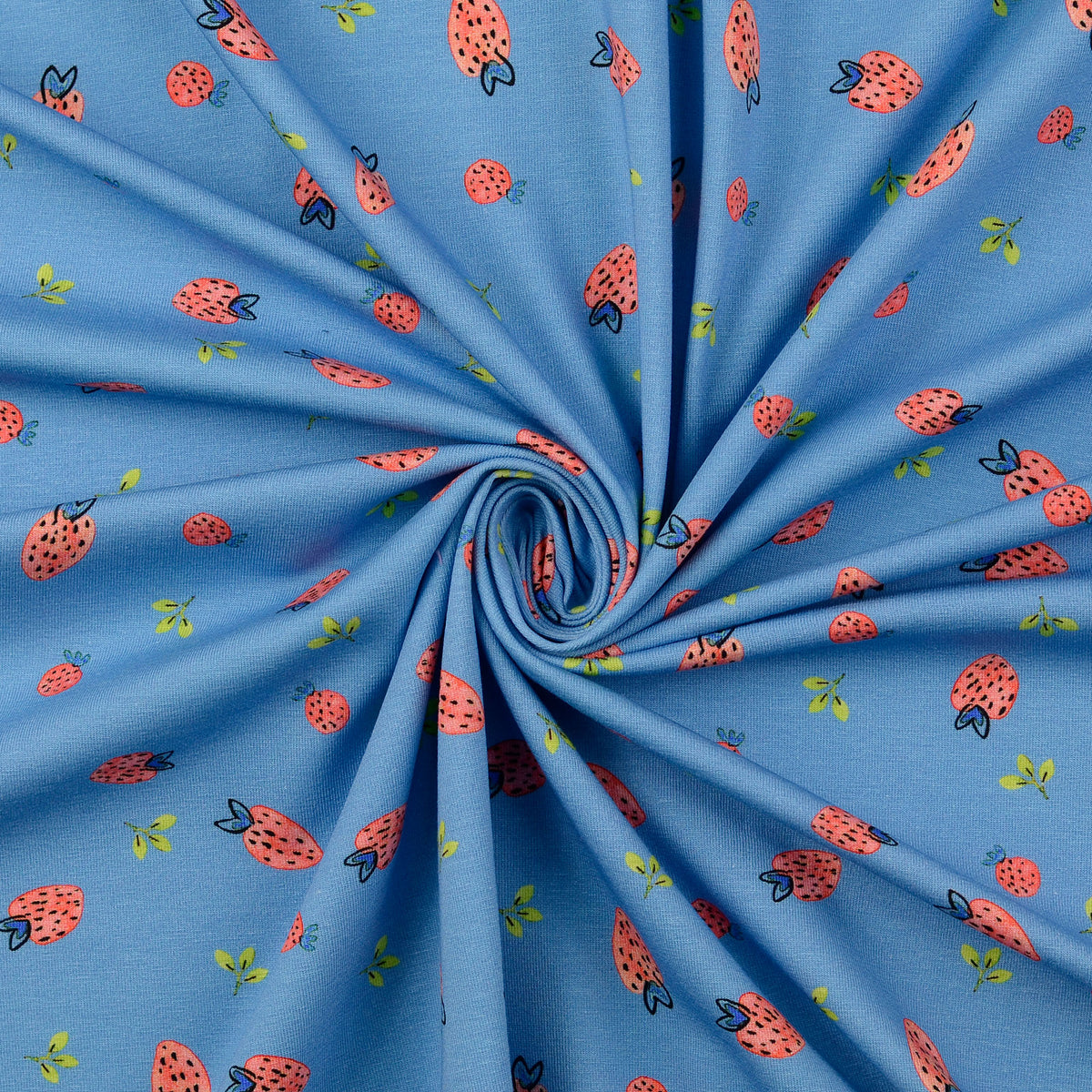 Jersey de Coton Tissu fruits Bleu ciel | Tissus en gros | Nooteboom ...
