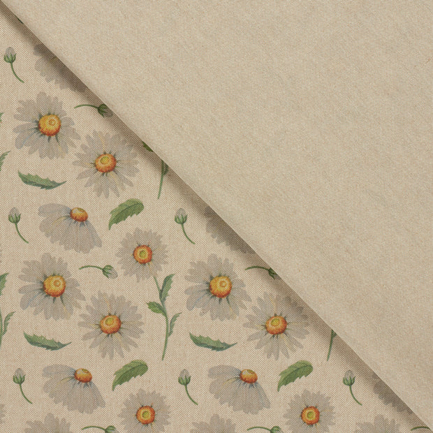 Linen Look fabric Flowers digital printed 