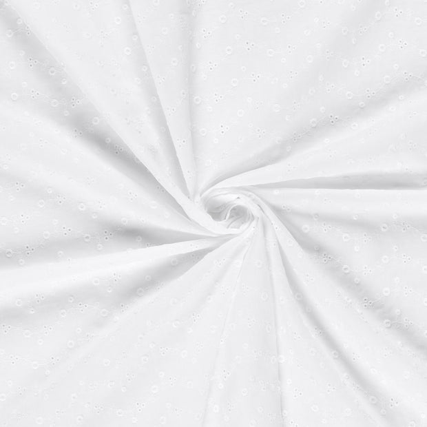 Algodón Popelina tela Blanco bordado 