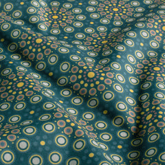 Cotton Poplin digital printed Flowers Petrol