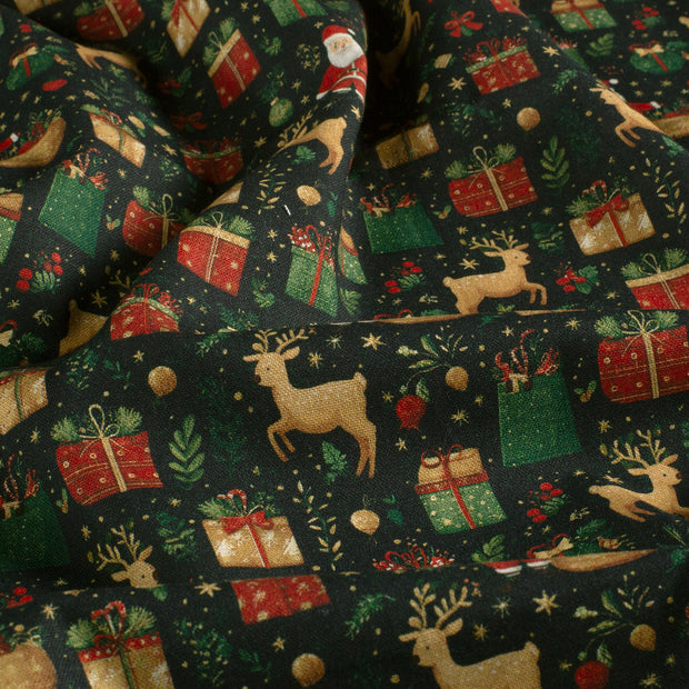Cotton Poplin fabric Christmas Navy