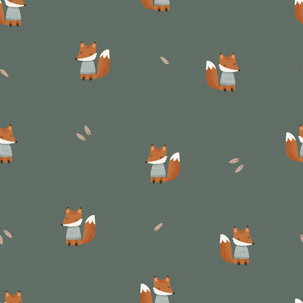 Aqua Protect (waterproof) fabric Foxes Dark Green