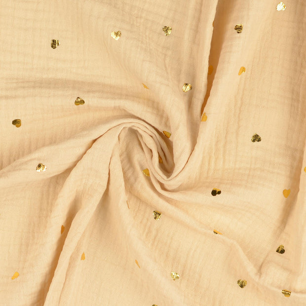 Muslin fabric Off White printed 