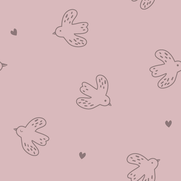 Rizo Stretch tela Pájaros Rosa