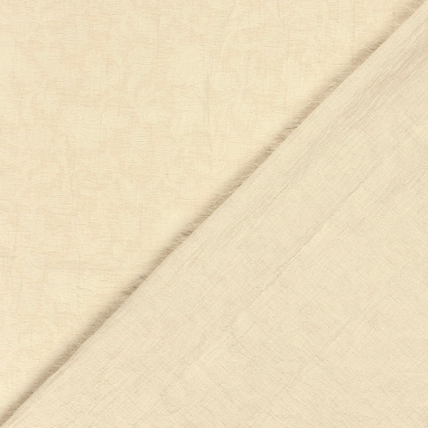 Coton Lin en Chaine et Trame tissu Feuilles brodé 