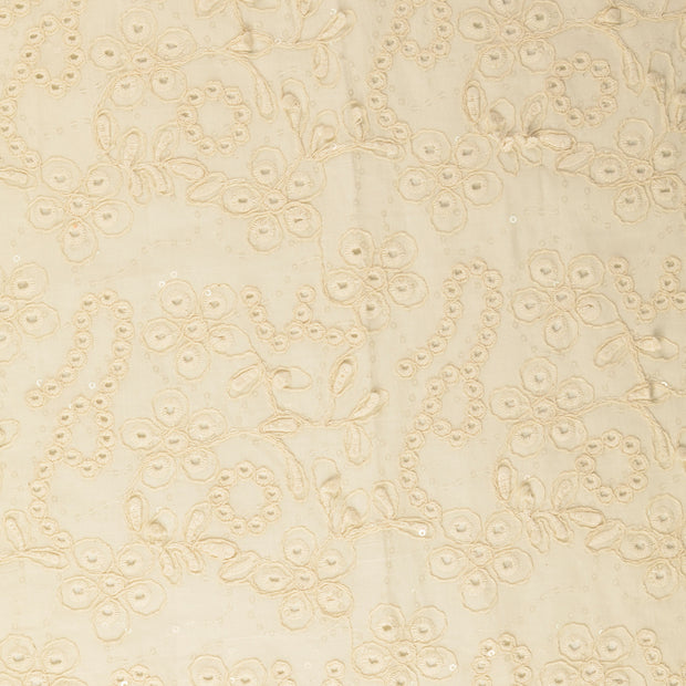 Cotton Poplin fabric Flowers Nude