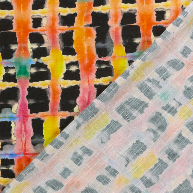 Geweven Viscose Linnen stof Abstract bedrukt 