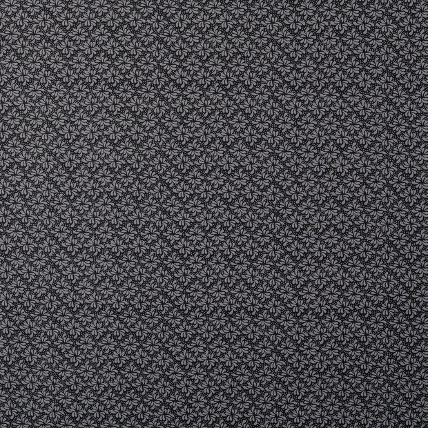 Cotton Poplin fabric Flowers Black