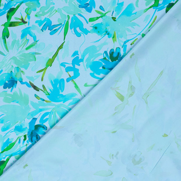Viscose Satin fabric Flowers digital printed 