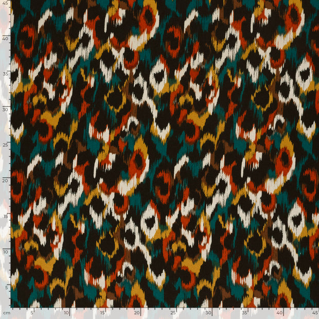 Viscose Satin fabric Abstract Petrol