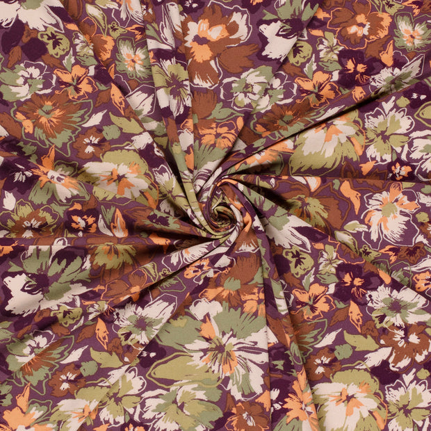 Viscose Vortex Jersey fabrik Aubergine bedruckt 