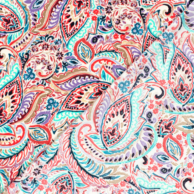 Twill Stretch fabrik Paisley bedruckt 
