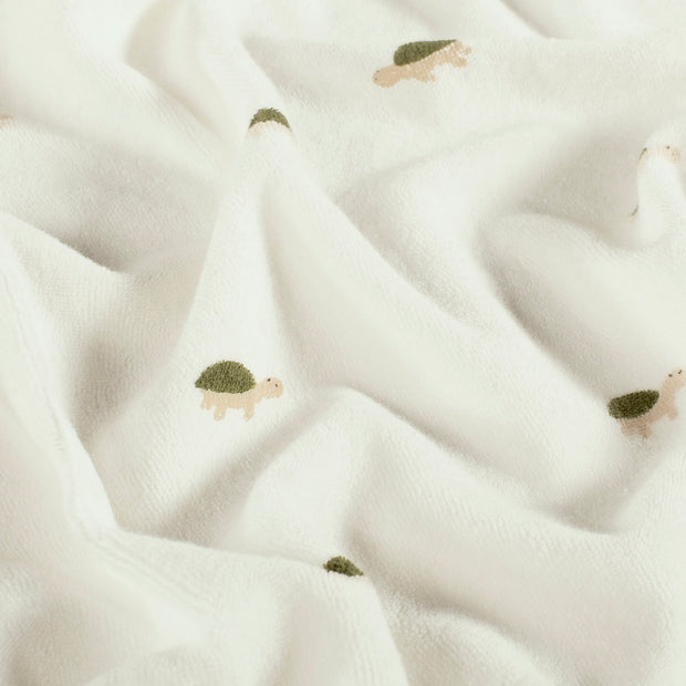 Stretch terry fabric Turtles Off White