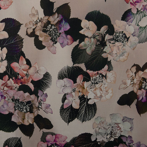 Viscose Satin fabric Flowers Grey