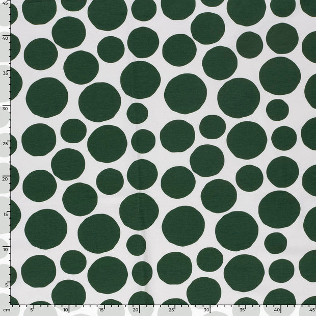 French Terry tissu pois Vert foncé