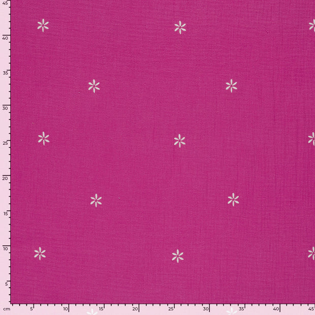 Muslin fabric Flowers Fuchsia