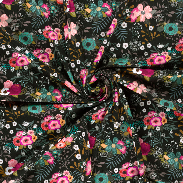 Jersey fabric Black digital printed 