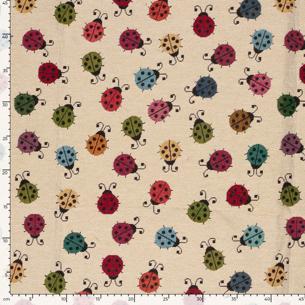 Gobelin fabric Ladybugs Beige