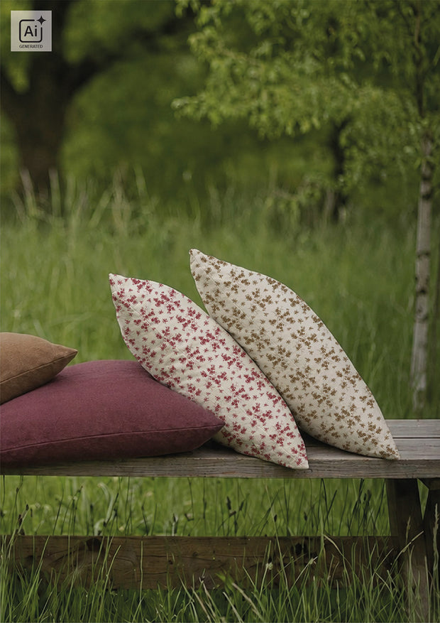 Linnenlook stof Bloemen Beige
