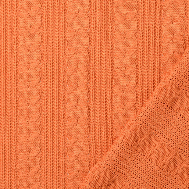 Heavy Knit fabrik Apricot garngefärbt 