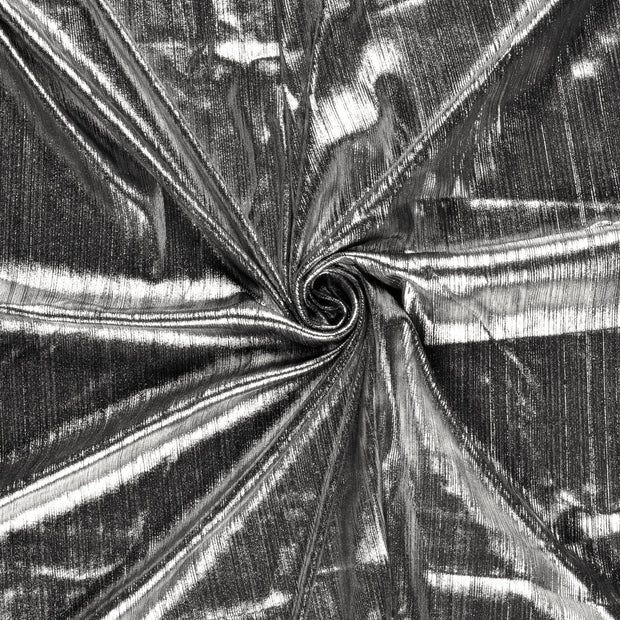 Polyester Jersey fabric Silver pleated foiled 