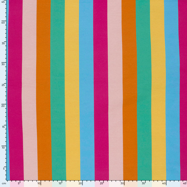 French Terry stof Strepen Fuchsia