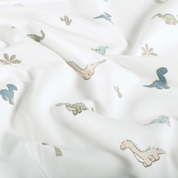 Jersey de Coton tissu dinosaures Blanc cassé