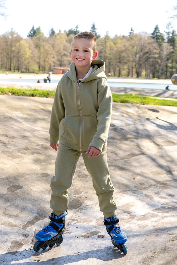 Jogging stof Effen Olijf Groen