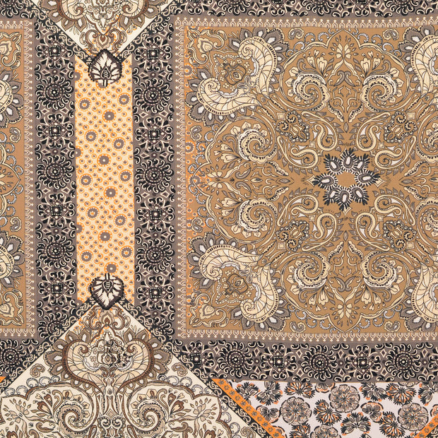 Popeline de Viscose tissu fleurs Marron