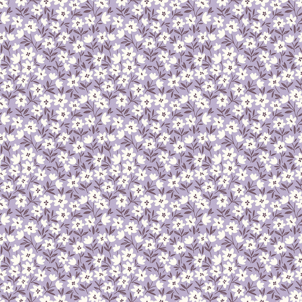 Cotton Jersey fabric Flowers Lila