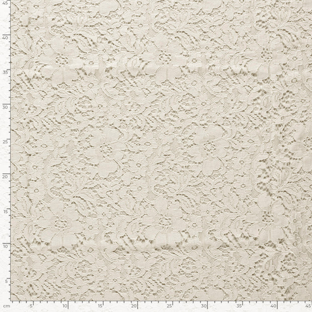 Dentelle tissu fleurs Blanc cassé