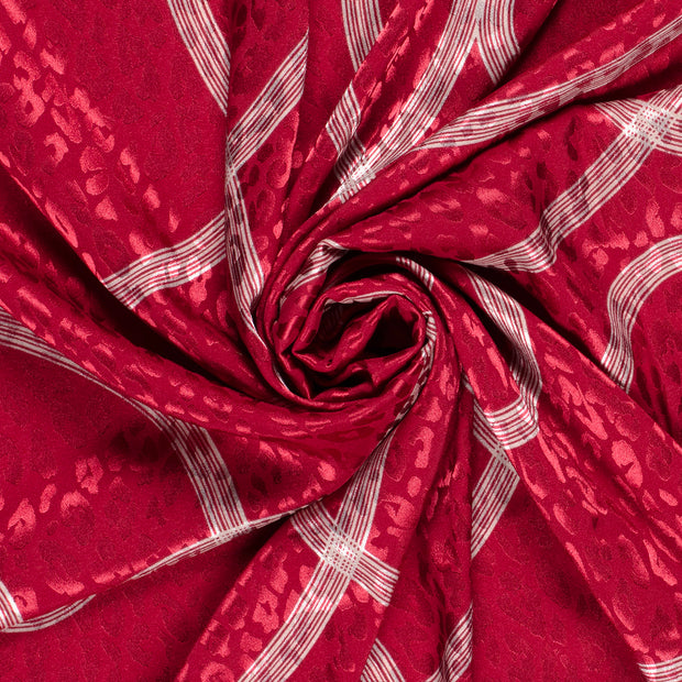Satin Jacquard fabric Panther Dark Red