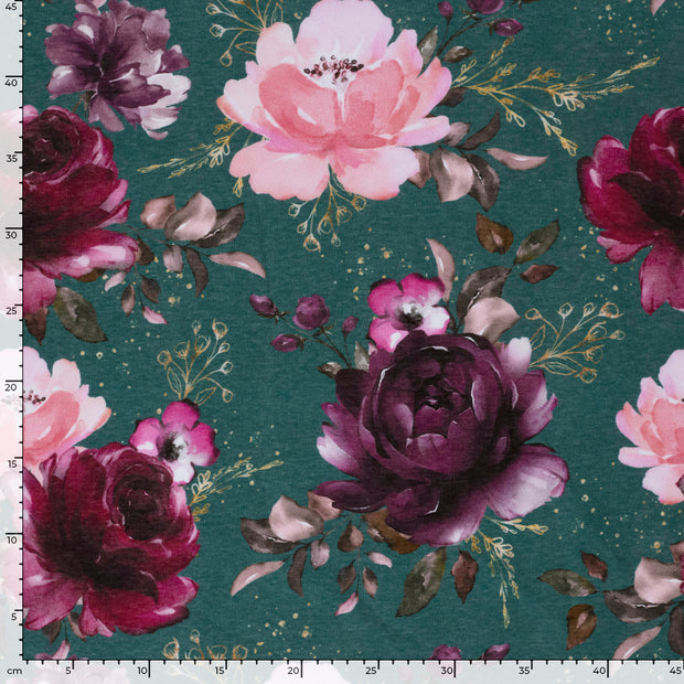 Jogging tissu roses Bleu Canard