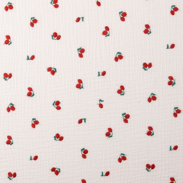 Muslin fabric Cherries White