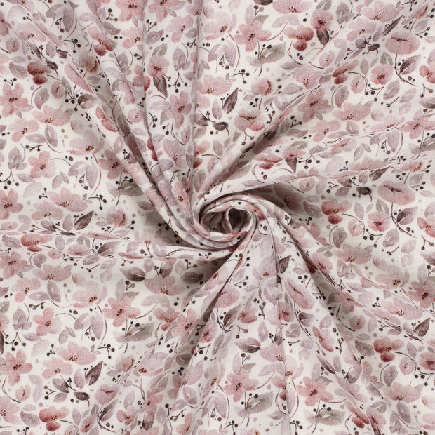 Mousseline stof Gebroken wit digitaal bedrukt 