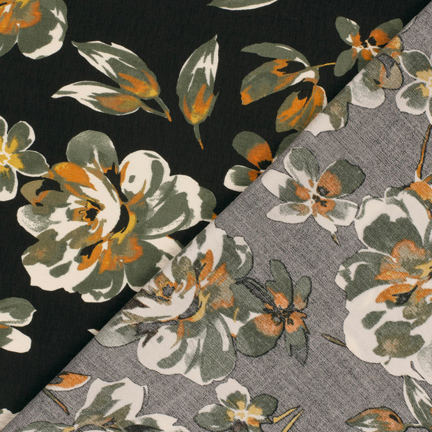 Viscose Nylon Ottoman fabric Flowers printed 